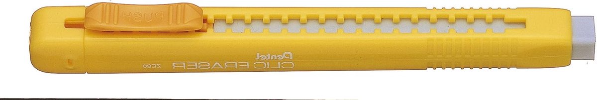 Gumhouder Balpen - Navulbare Gum Pen - Fouten Corrigeren - Rechthoekige Gum - 13 cm - Geel