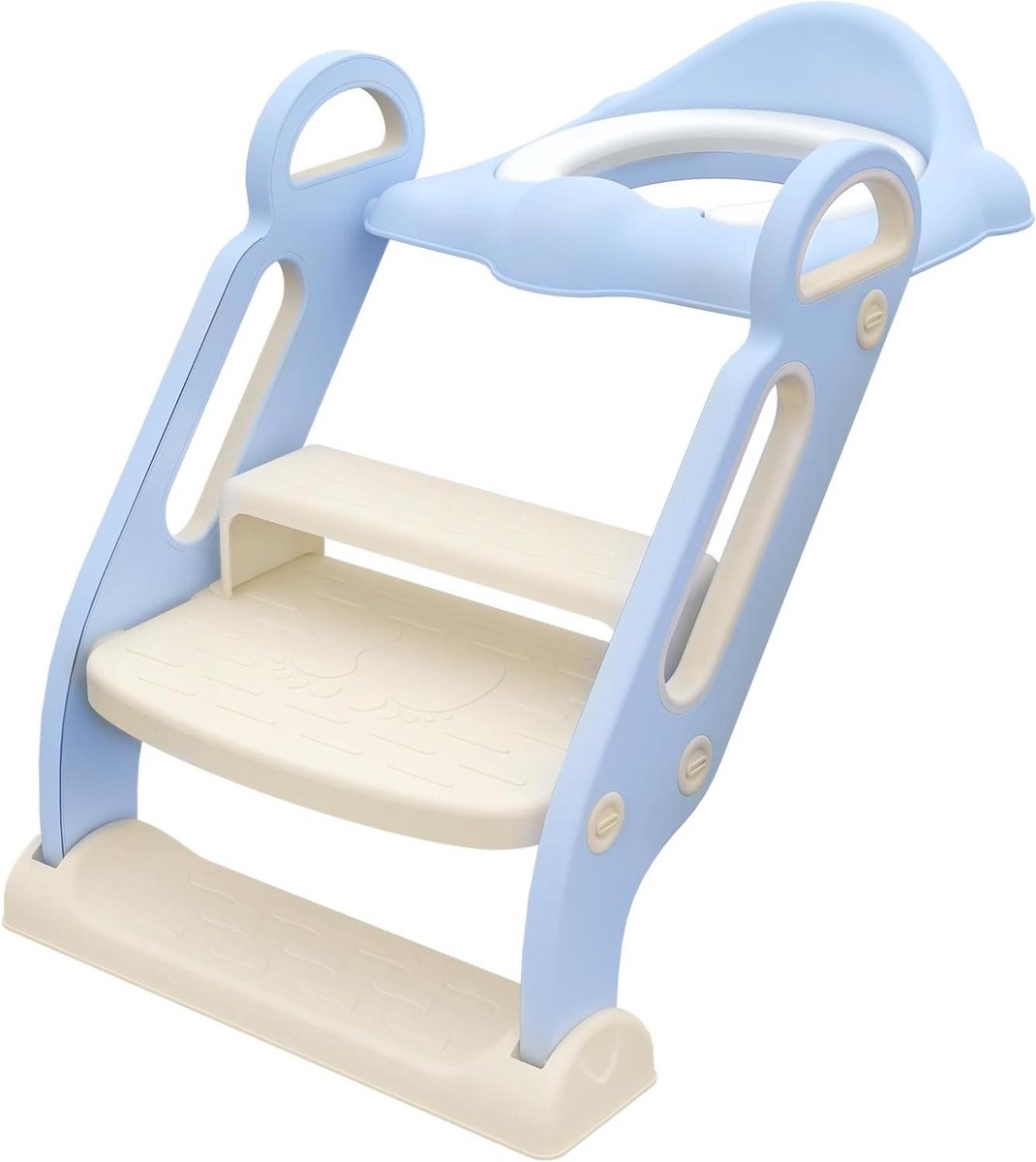 Kinder Toiletbril met Trapje - Potjestrainer Toilettrainer - Zindelijkheidstraining - Inklapbaar en Veilig - 67.9x42.8x51.5 cm - Blauw