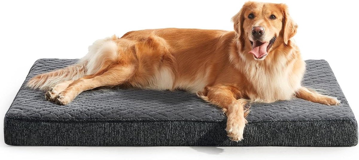 Orthopedisch Hondenbed - Hondenkussen XXL - Comfortabel Rusten - Waterdichte Binnenvoering - 120 x 74 cm - Donkergrijs