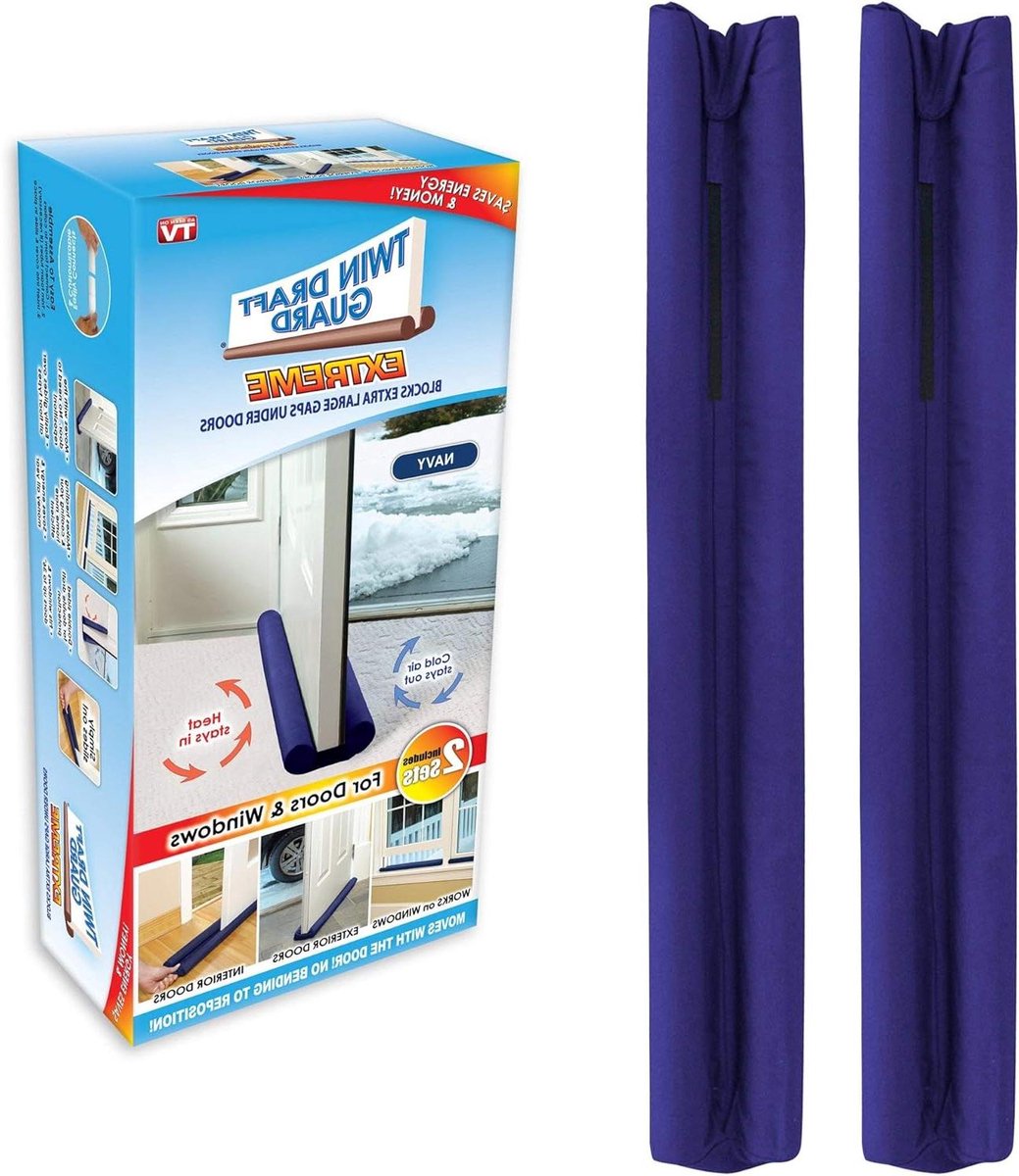Tochtstopper Deur - Dubbele Isolatie - Energie Besparen - Verstelbare Klittenband - 2 Stuks - Navy