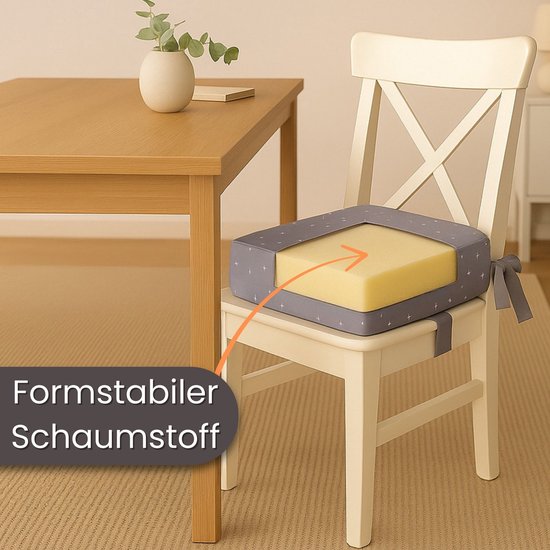 Kinderstoel verhoger kussen Stoelverhoger voor kinderen - 32x32x8 cm cm Schuimvulling Afneembare en wasbare hoes Roos Comfortabele zit Ondersteuning aan tafel Galaxy — afbeelding 4