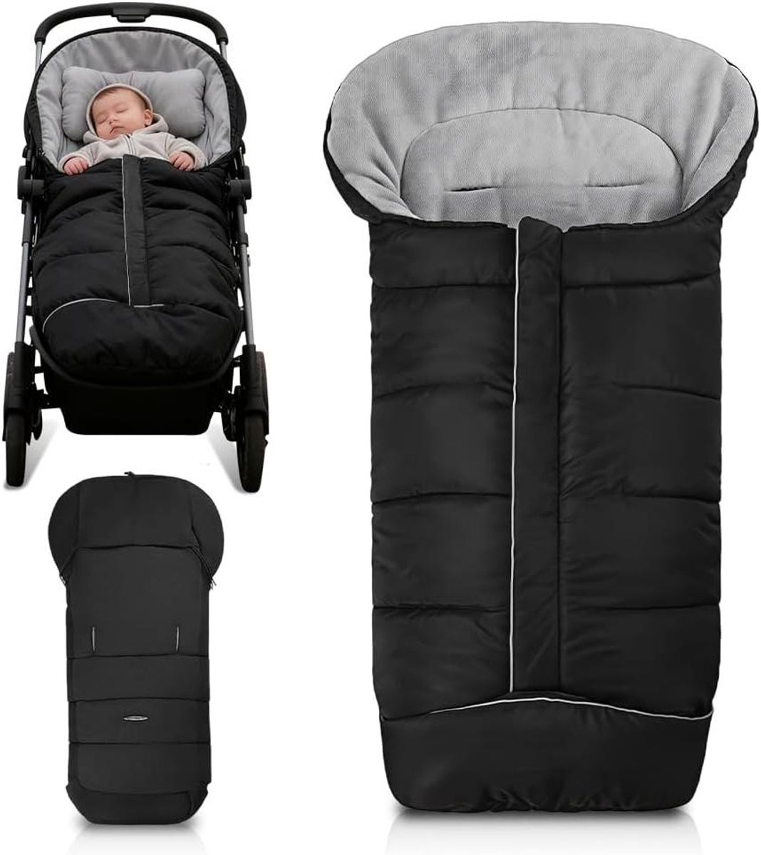 Wintervoetenzak Kinderwagen - Universele Omslag - Baby Warm Houden - Waterdicht Polar Fleece - 500 g - Zwart