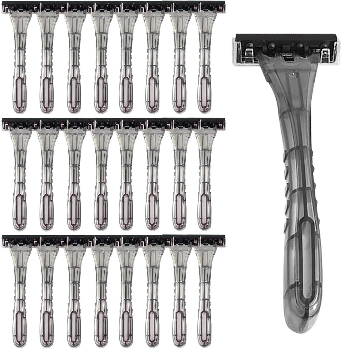 Wegwerpscheermesjes - Scheermesjes set - Glad scheren - Individueel verpakt - 100 stuks - Grijs