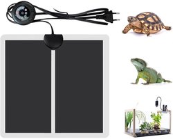 Verwarmingsmat Terrarium - Warmtemat Reptielen - Klimaatbeheersing Dieren - Instelbare Temperatuur - 15 x 14 cm - Zwart
