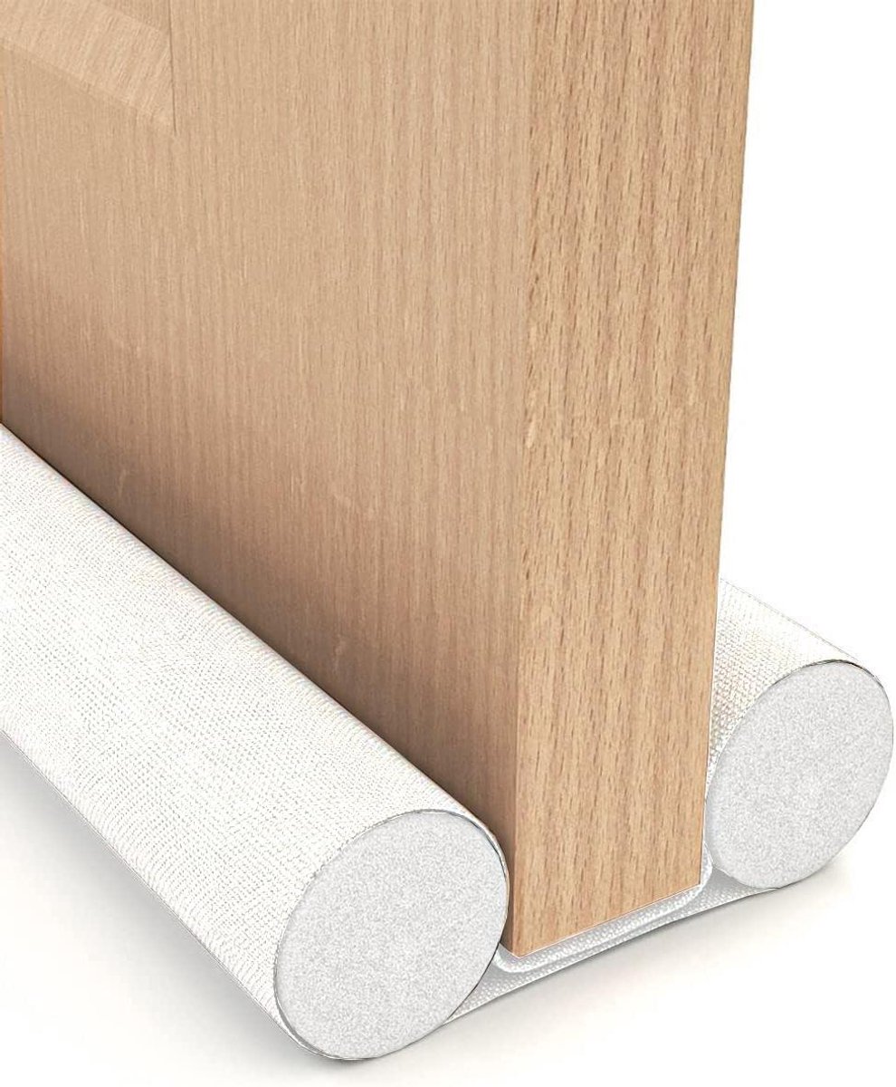 Dubbele Tochtstopper - Isolerende Deurstrip - Tocht Buiten Houden - Waterdicht Oxford Weefsel - 93 Cm - Wit