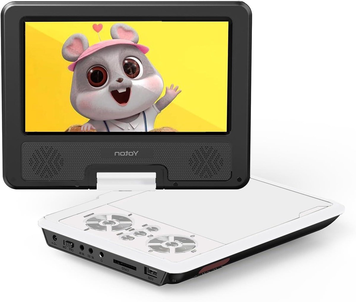 Draagbare DVD Speler - Mobiele Filmkijker - Reizen met Kinderen - Draaibaar HD Scherm - 75 Inch Scherm - Zwart
