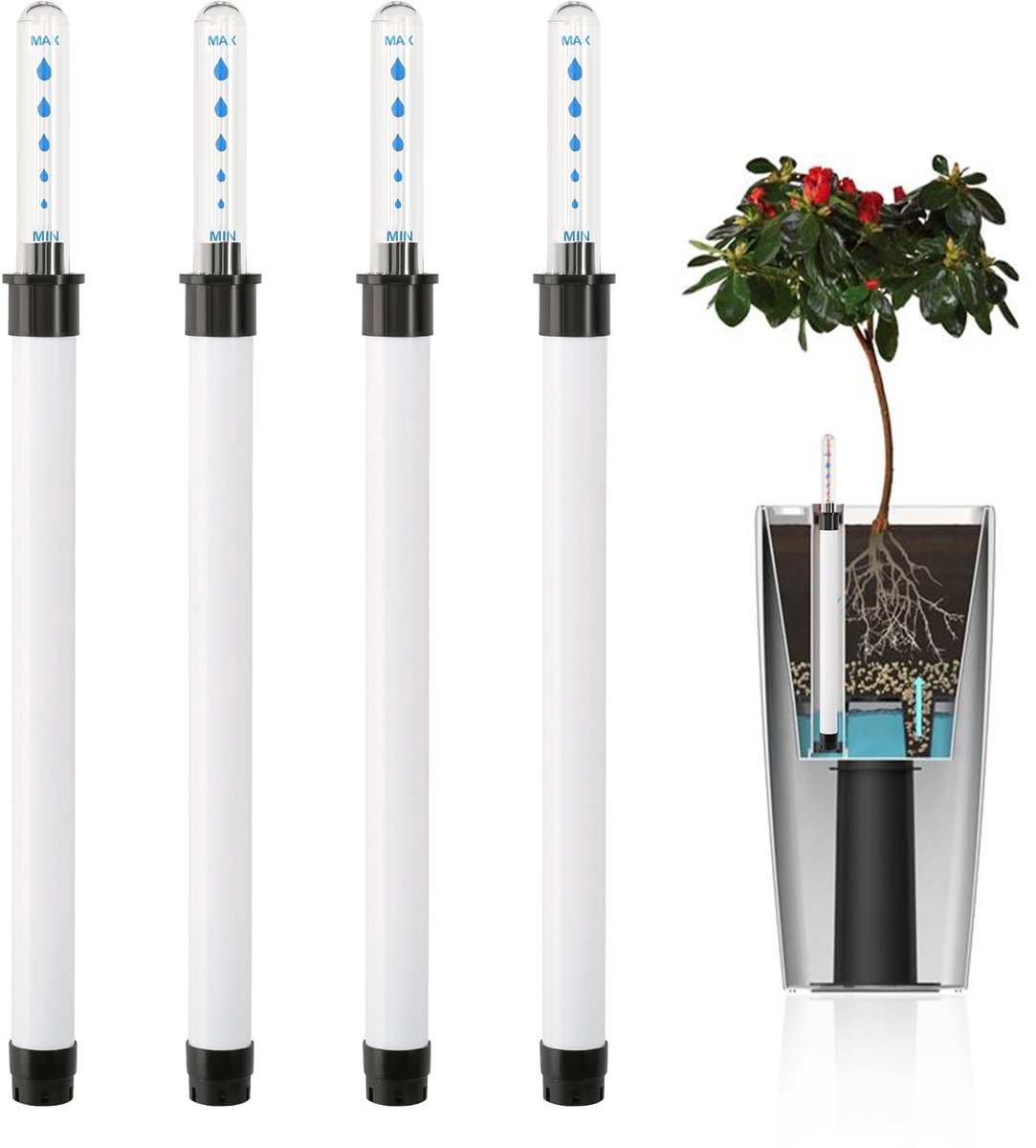 Waterpeilmeter voor Planten 4 stuks Giesindicator voor Planten Waterpeilmeter Giesindicator voor Kamerplanten Kunststof Waterpeilmeter voor Cultuurpot Bloembakken Potplanten (36 cm)