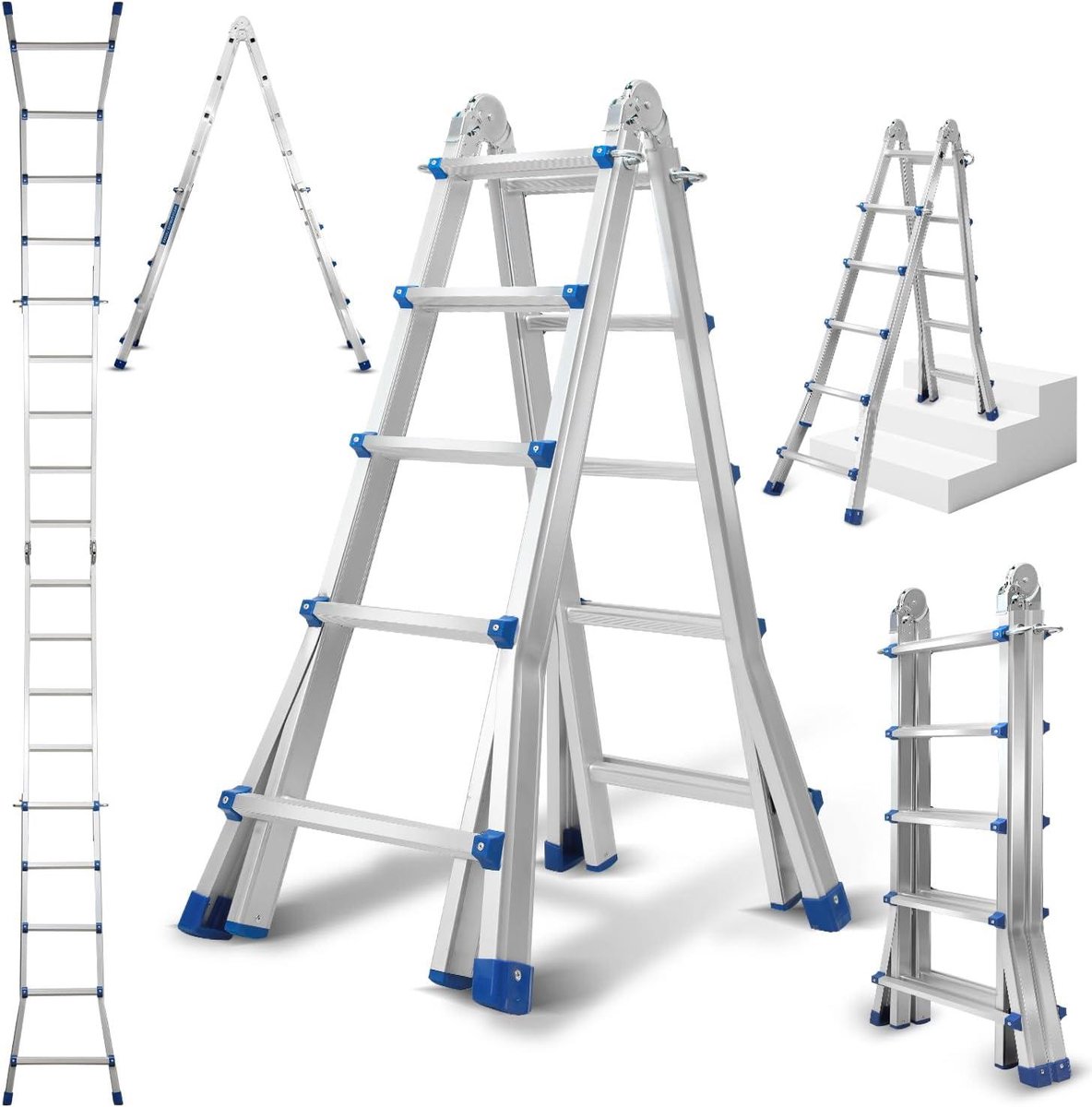 Telescopische Ladder - Aluminium Ladder - Klus Klaren - Veiligheidsslot - 5.1 Meter - Aluminium