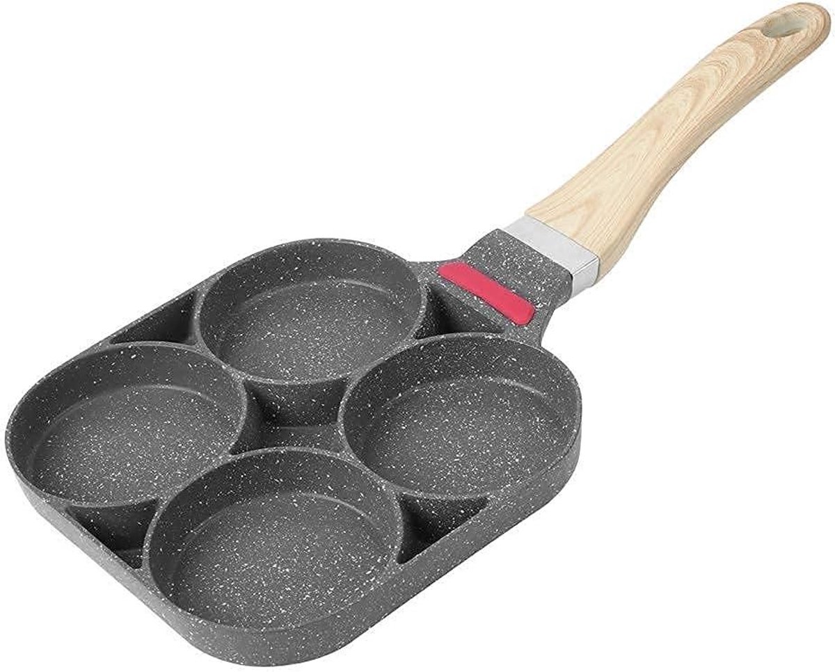 Koekenpan Ontbijt - Pannenkoekenpan Ei Burger - Snel Ontbijt Maken - Antiaanbaklaag - 40 cm - Zwart