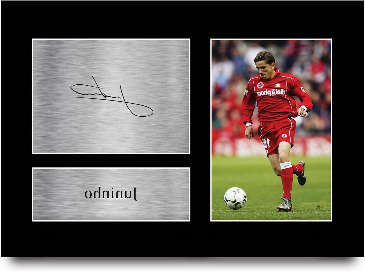 Gesigneerde Foto - Poster Voetbal - Cadeau voor Fans - Geprinte Replica Handtekening - A4 - Zwart