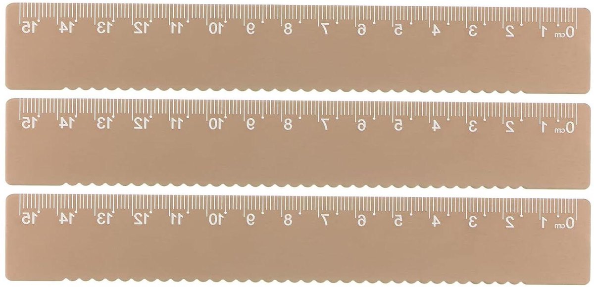 Rechte Liniaal - Meetlat Aluminium - Tekenen Meten - Golfrand Ontwerp - 15 cm - Bruin