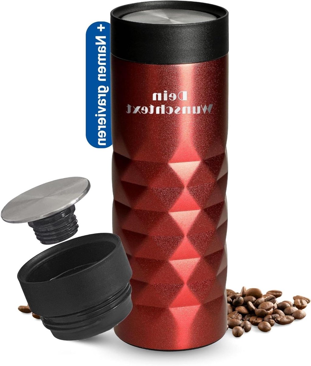 Thermosbeker - Reismok Koffiebeker - Dranken meenemen - Lekvrij push-deksel - 450 ml - Wit