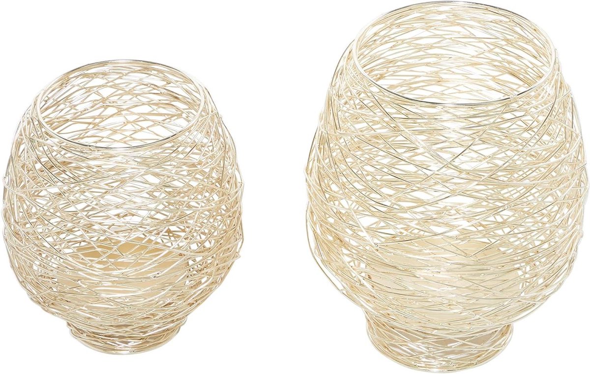 Metalen Kaarsenhouder - Kandelaars Set - Sfeerverlichting Creëren - Eigentijds Design - 2 stuks 33 cm - Goud