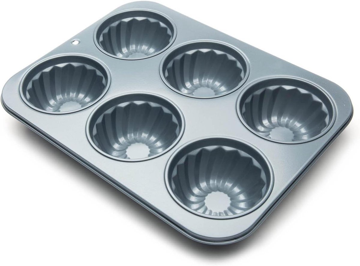 Muffinvorm met Antiaanbaklaag - Cupcakeblik Bakvorm - Muffins Bakken - Geribbeld Ontwerp - 356 x 267 x 51 cm - Grijs