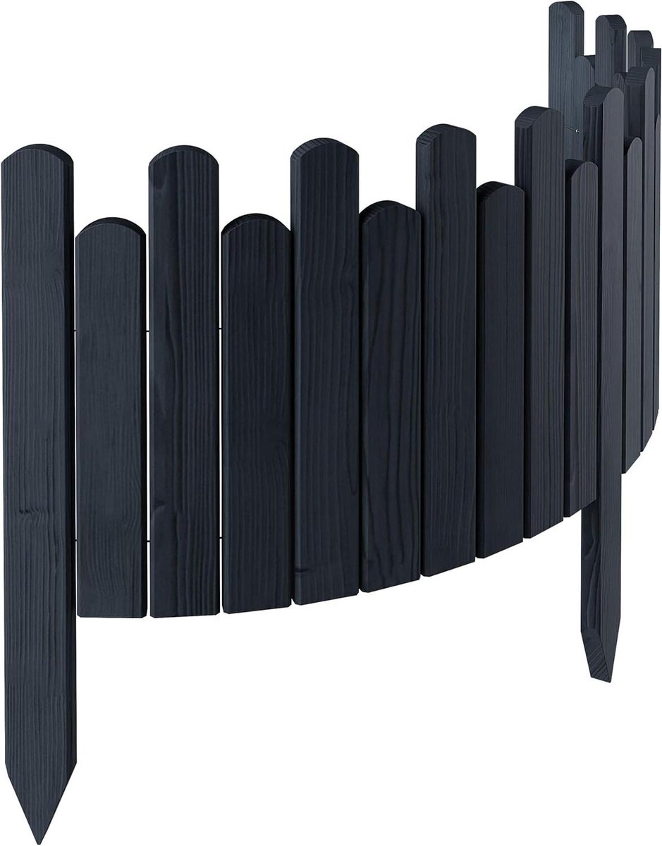 Houten Tuinranden - Bloembakrand Gazonrand - Tuin Decoratie - Flexibel Vormbaar - 30 cm hoog - Antraciet