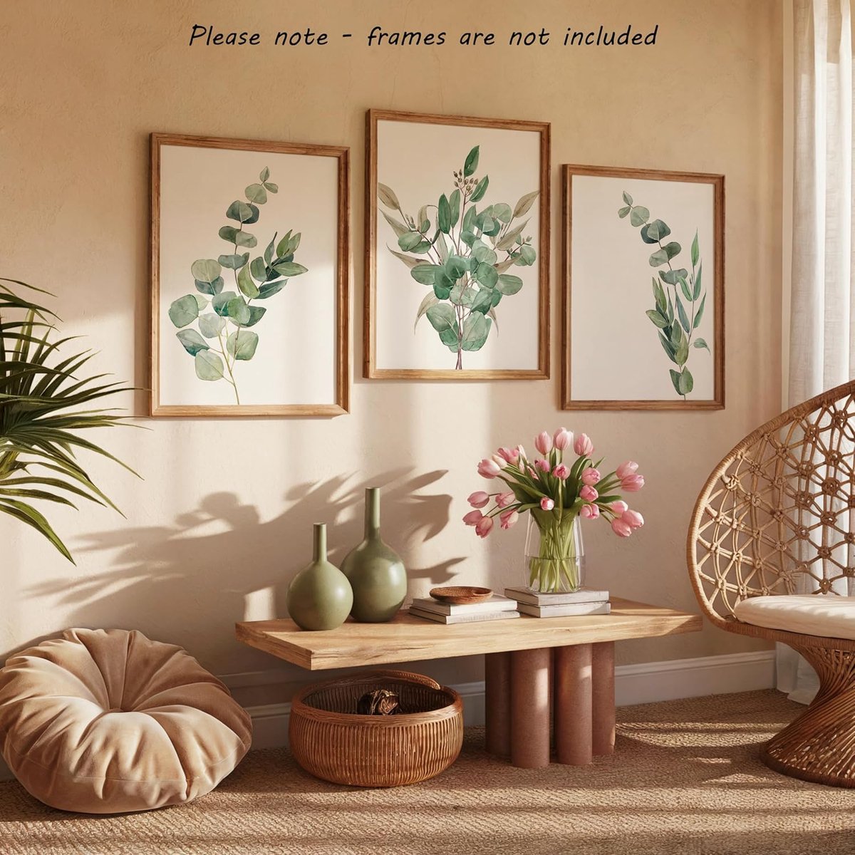 botanische kunst aan de muur, set van 3 niet-ingelijste afdrukken, abstracte tropische plantendecoratie, woonkamer slaapkamer, badkamer poster huisdecoratie, groene bladeren plant (A3) — cadeau in Wonen & Interieur - foto 2