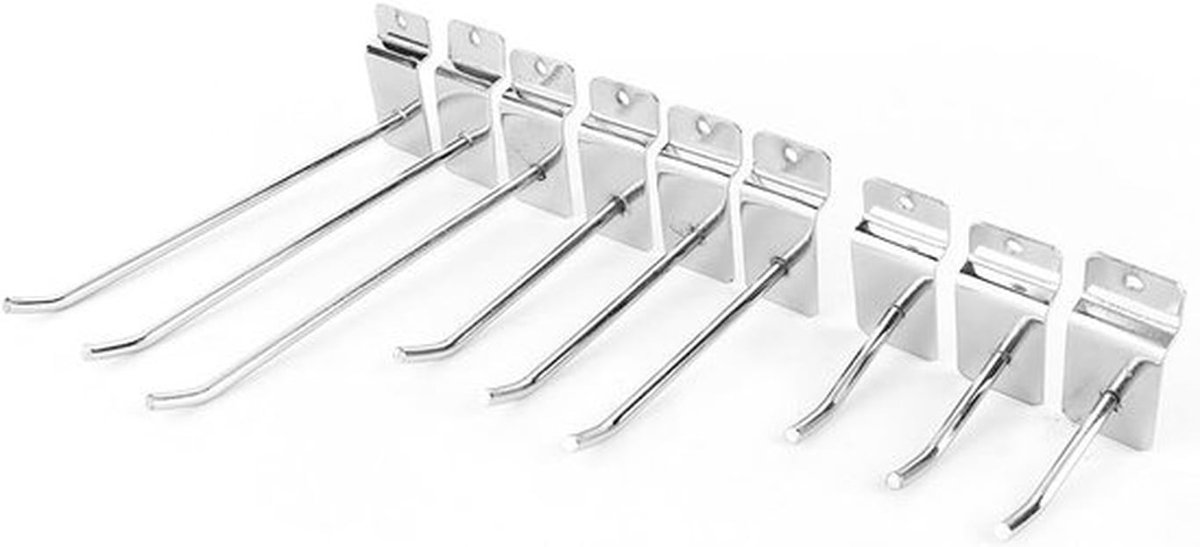 25 stuks Slatwall-paneelhaken - 6 inch roestvrijstalen wandpaneelhaken voor display - zilv