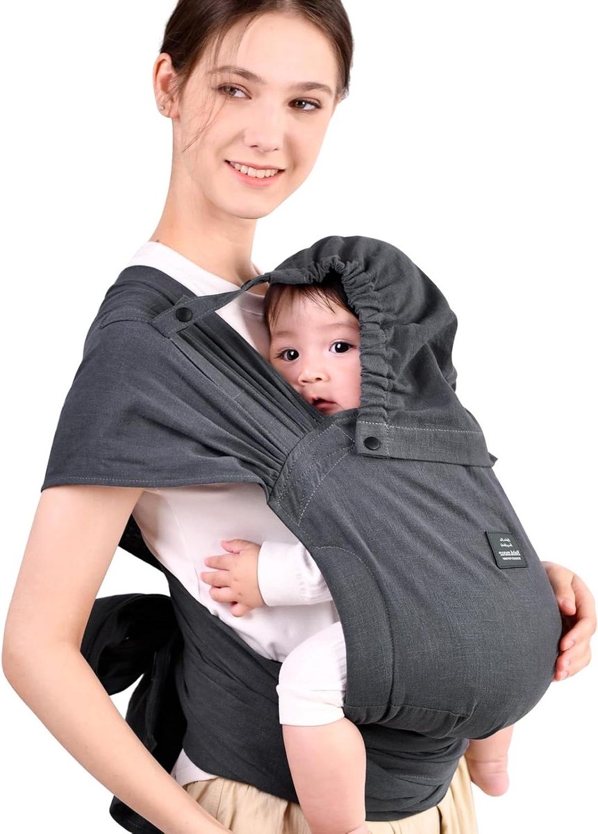 Draagzak Baby - Babydrager Draagdoek - Baby Comfortabel Dragen - Verstelbaar 2-in-1 Systeem - 50-98 cm - Grijs