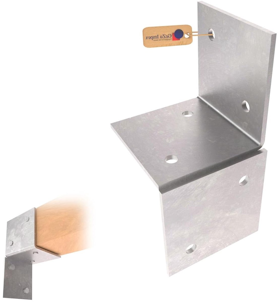 Pergola Muurbeugel - Houtverbinder Balkschoen - Pergola Stabiliseren - Warm Verzinkt Staal - 91x91mm - Zilver
