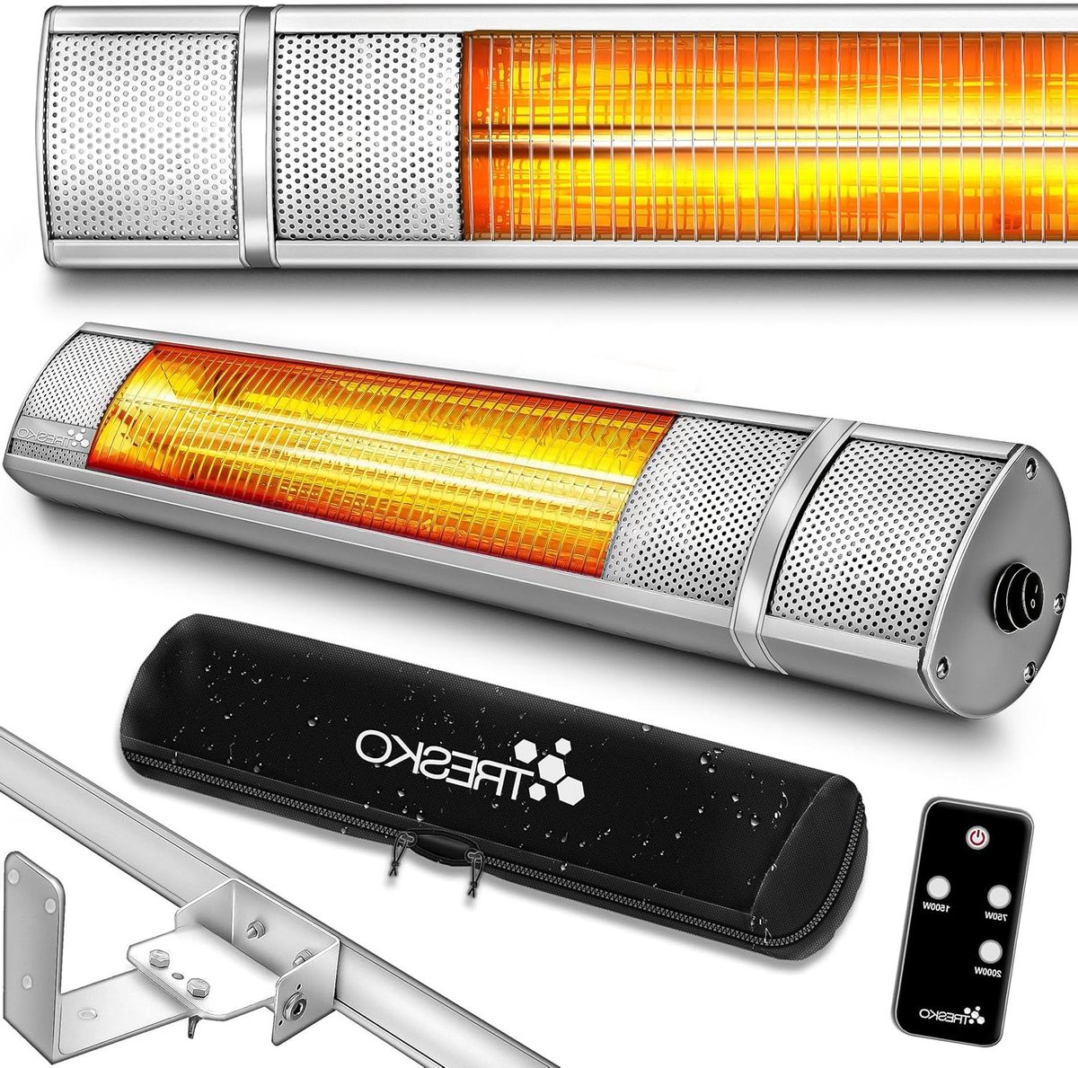 Infrarood Heater - Warmtestraler Terrasverwarmer - Buiten Verwarmen - Energiebesparend Kwarts - 2000 Watt - Zilver
