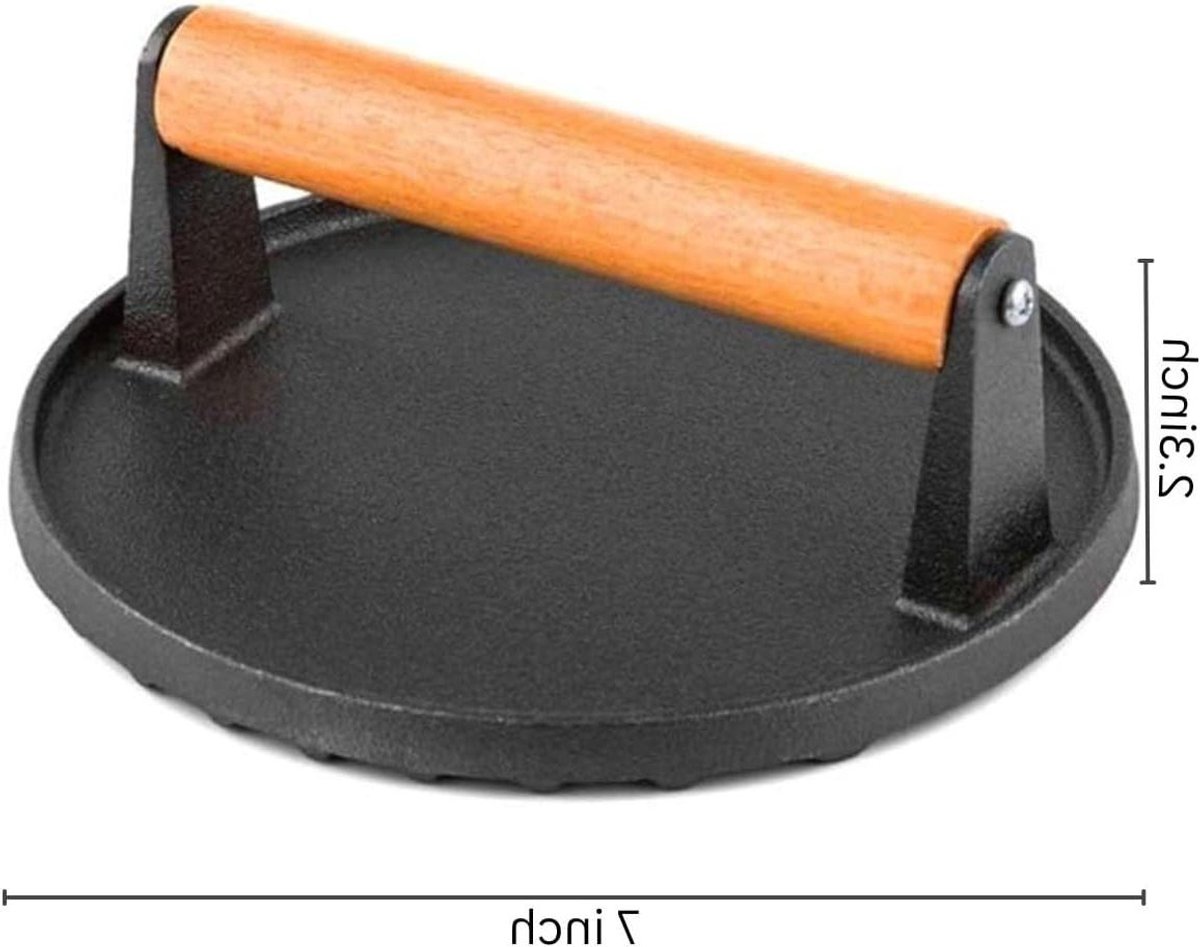 Burgerpers Gietijzer - Vleespers Patty Maker - Hamburgers Grillen - Gegroefd Ontwerp - 18 x 10.4 cm - Zwart
