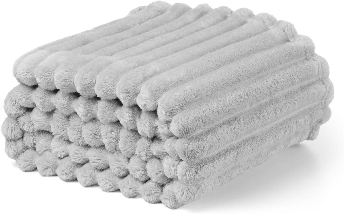 Fleece Deken - Plaid Bank Sofa Kleed - Gezelligheid Thuis - Anti-Pilling Microvezel - 150 x 200 cm - Grijs