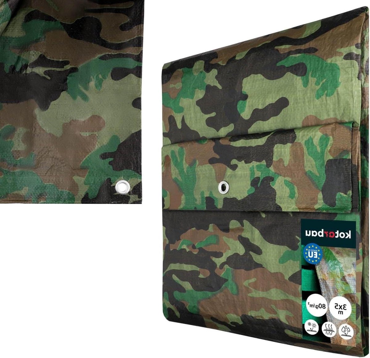 Afdekzeil Camouflage - Beschermzeil Zeil - Objecten Beschermen - Waterdicht Uv-bestendig - 3 x 5 m - Camouflage