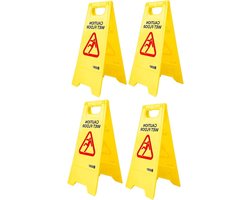 Waarschuwingsbord Natte Vloer - Gladde Vloer Bord - Veiligheid Aangeven - Dubbelzijdig Opvouwbaar - 60.5x30x20.5 cm - Geel