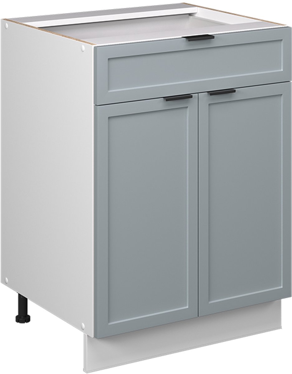 Vicco Fame-Line Onderkast voor spoelbak/kookplaat – 60 cm met lade, WB Marmer Licht blauw-grijs