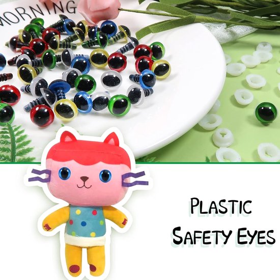 Ogen met Sluitringen 10 mm 5 Kleuren Amigurumis Kattenogen van Kunststof voor Dieren Pluche Poppen Handwer — afbeelding 3