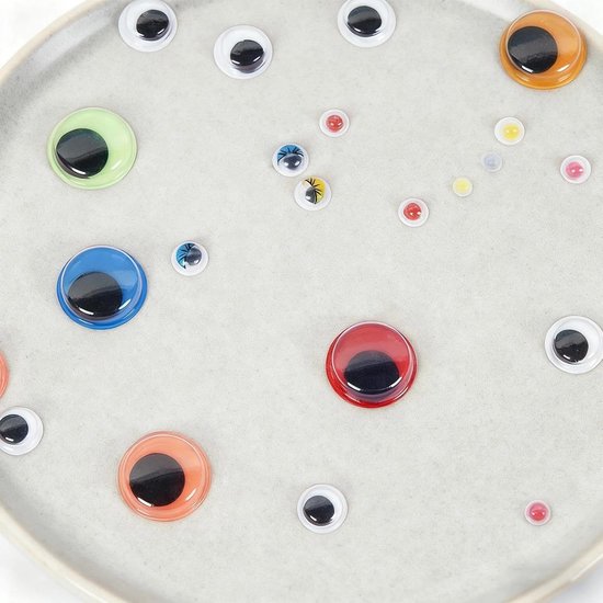 Ogen, 1700 stuks, plastic, knutselogen, meerdere maten om uit te kiezen, zelfklevende ogen, geschikt voor knutseldecoratie, speelgoedproductie, wenskaarten — afbeelding 2