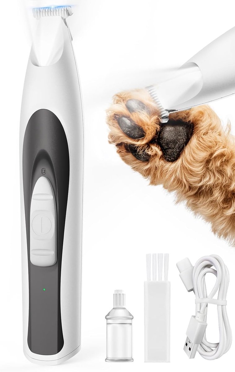 oneisall Poottrimmer voor honden met ledlicht, stille hondenpoottrimmer, Paw Trim Pro dr poten, oplaadbare scheermachine, hondentondeuse voor poten, ogen, oren, gezicht