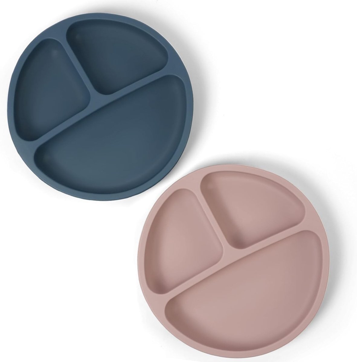 Siliconen zuigplaten set van 2, antislip en verdeeld voor zelfvoeding, geschikt voor hoge stoel trays en kindervoeding