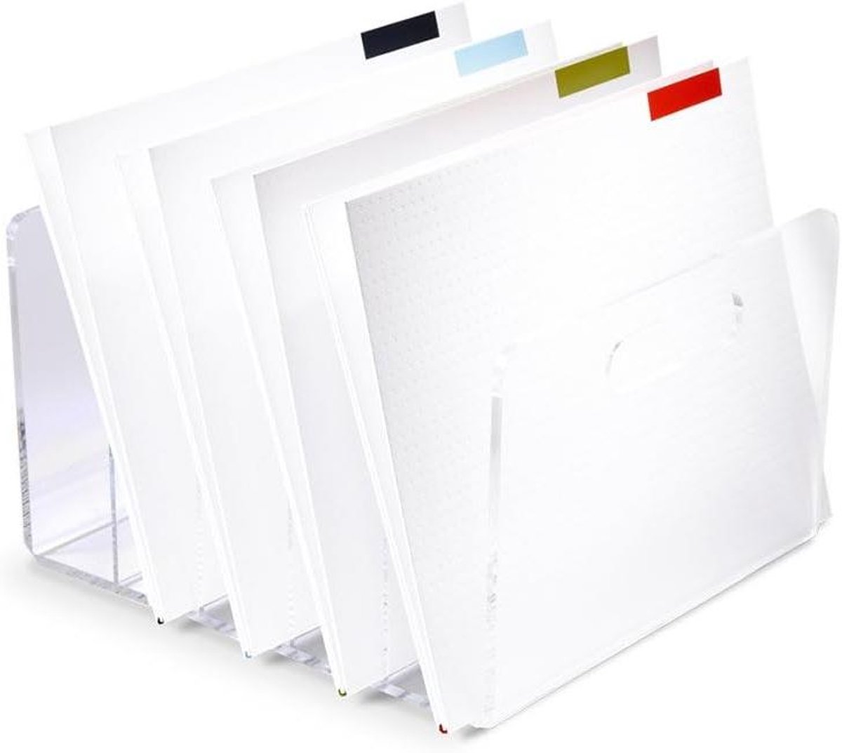Acryl Magazine Houder - Documenten Sorteerder - Bureau Organisatie - Vijf Ruime Vakken - 29 x 25 x 16 cm
