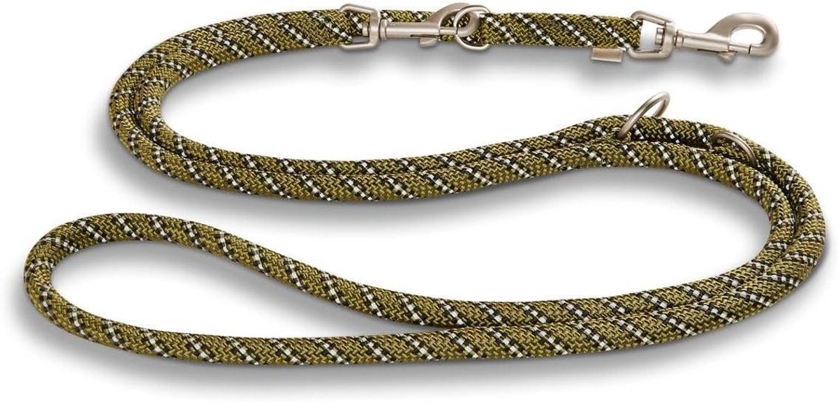 Hondenriem Everest - Hondenlijn Honden touw - Veilig wandelen - Reflecterende strepen - 300 cm x 9 mm - Olijfgroen/zwart