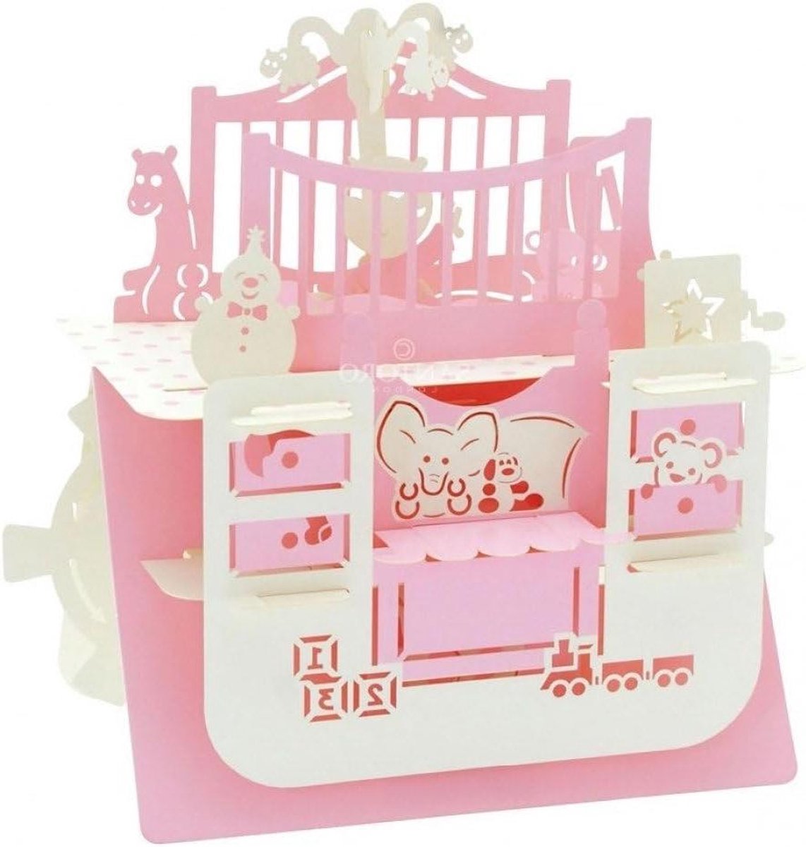 3D Pop-up Kaart - Wenskaart Bewegend - Geboorte Vieren - Klaar Gemonteerd - 13 x 13 cm - Meerkleurig