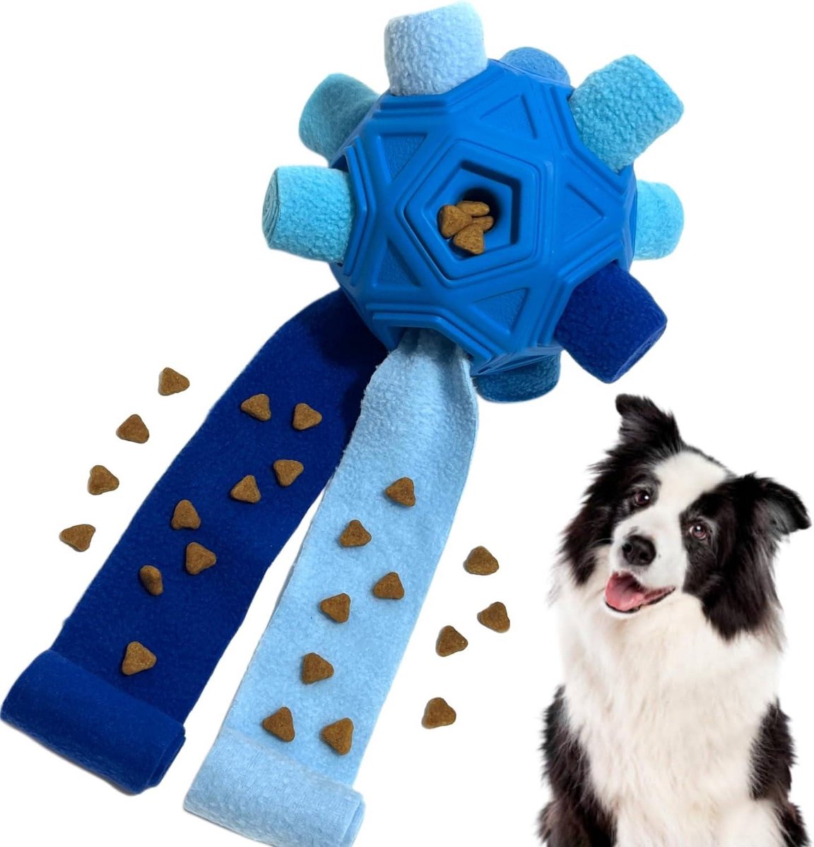 Snuffelbal Hond - Interactief Speelgoed Voer Puzzel - Mentale Stimulatie - Onbreekbaar Ontwerp - 12 x 13 cm - Blauw