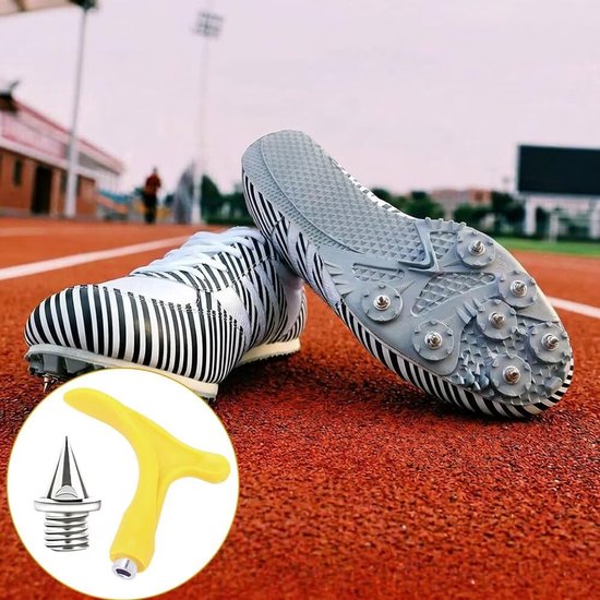 24 stuks spikes voor atletiek, 6,4 mm roestvrij staal, spike-nagels met spikesleutel, reservespikes voor spikeschoenen, geschikt voor wedstrijden, training, crosshardlopen, sprint, speerworp — afbeelding 4