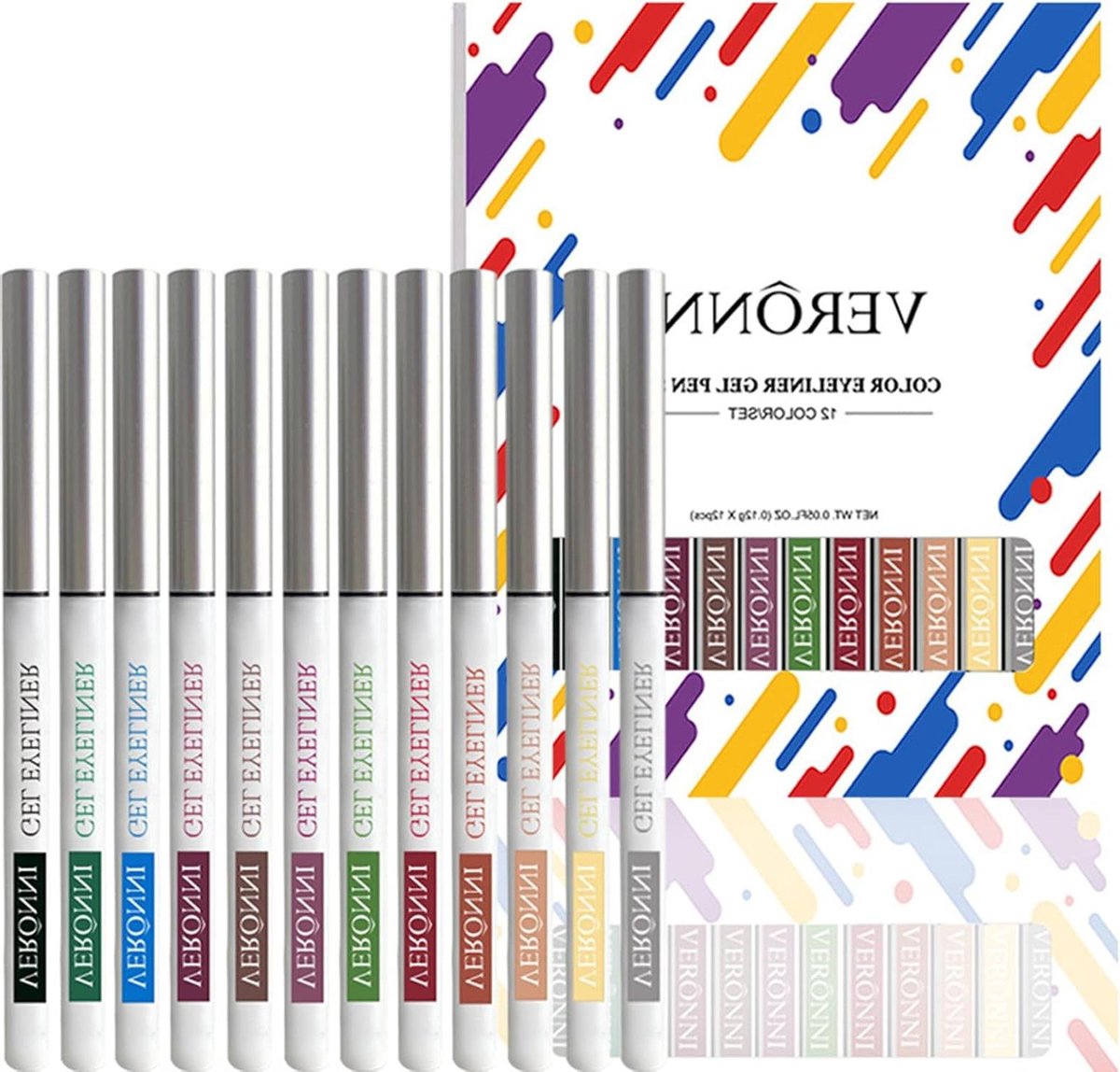 Oogpotlood Set - Eyeliner Potloden - Make-up Creatie - 12 Levendige Kleuren - 12 Stuks - Multicolor