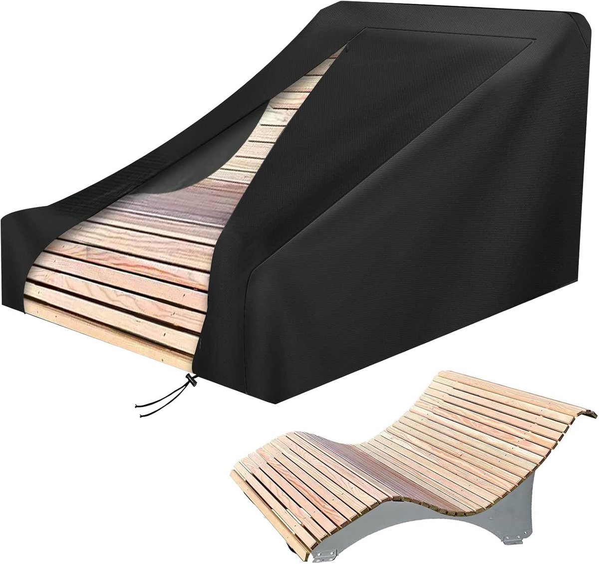 Afdekhoes voor tuinstoel, zonnebed, beschermhoes, winterbestendig, houten ligstoelen, outdoor 410D Oxford-weefsel, beschermhoes voor zonneligstoel, waterdicht, winddicht afdekking