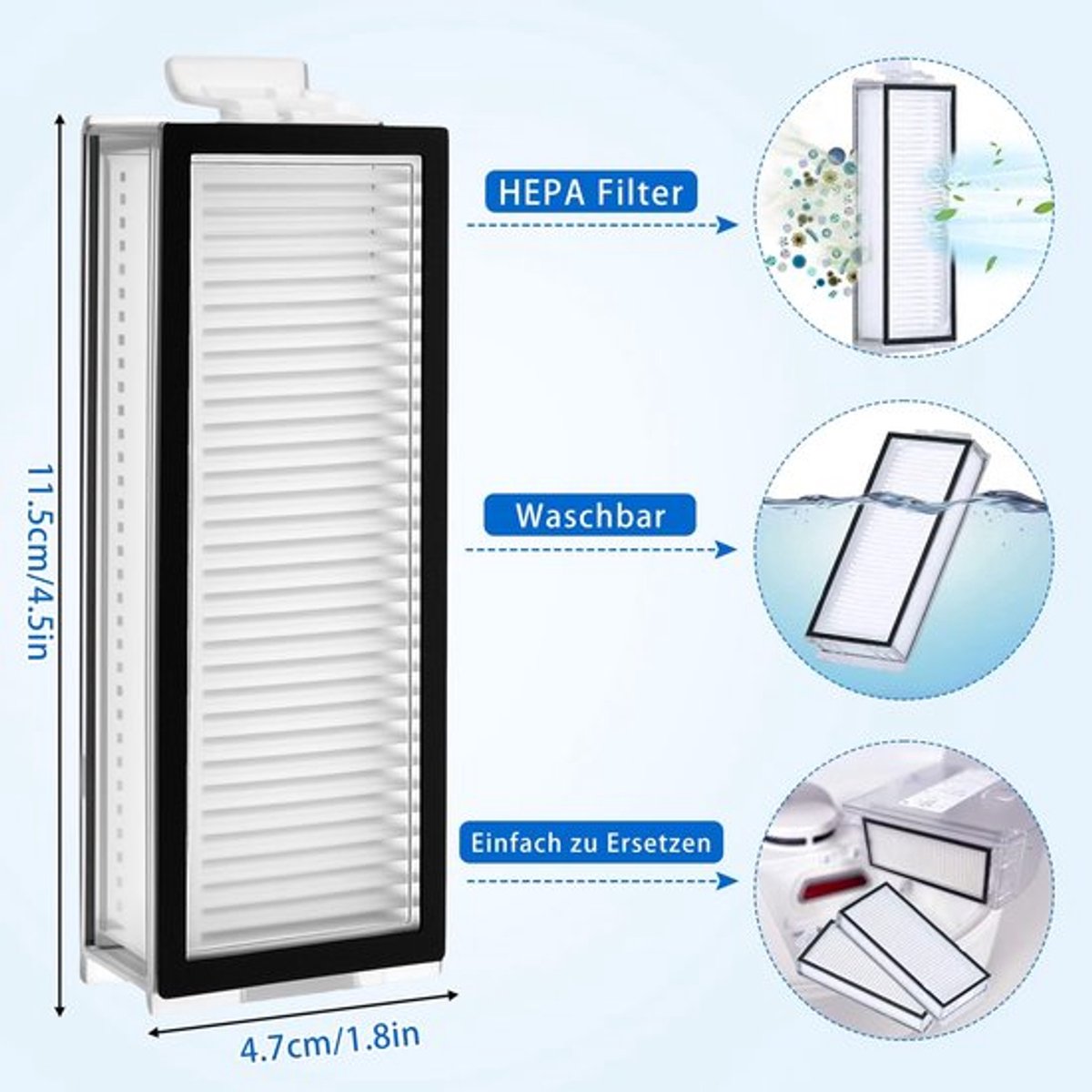 Allecto - Filter Hepa - Vervangingsaccessoires - 4 Stuks - Robot