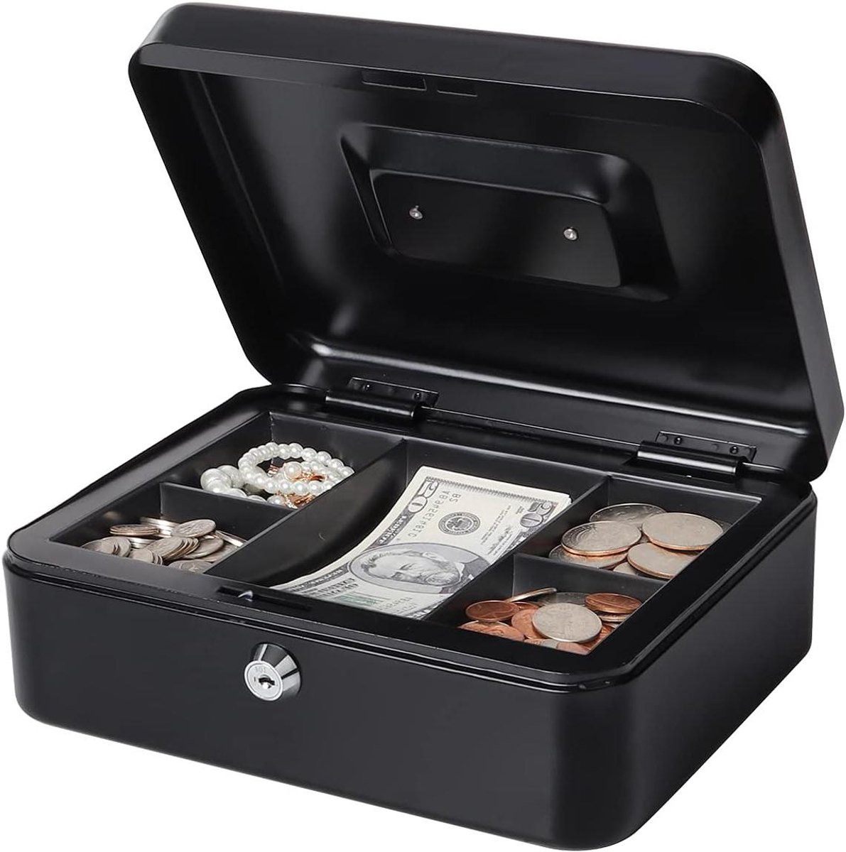 Geldkist met slot - Spaarpot contant geld - Thuisopslag - Volledig metalen constructie - 25 x 20 x 9 cm