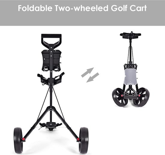 Golfkar - Golftrolley Pushkar - Golfen op de baan - Stabiel stalen frame - 24 cm wielen - Zwart — afbeelding 2