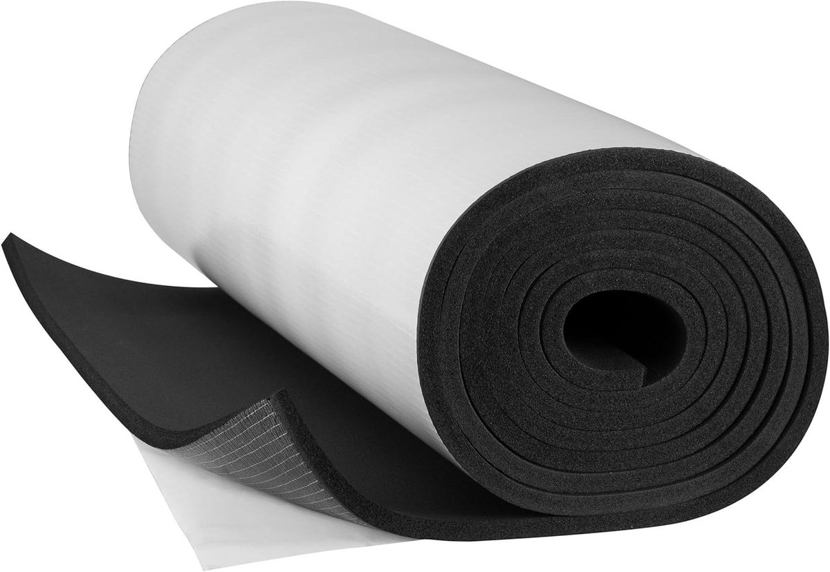 Isolatiemat Rubber - Isolatieplaat Zelfklevend - Energie Besparen - Zelfklevende Rubberen Isolatie - 19 mm 6 m² - Zwart