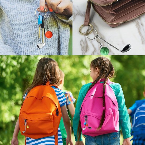 Set van 6 Golfbal Sleutelhangers met Club – Diverse Kleuren voor Sleutels en Tassen — afbeelding 4