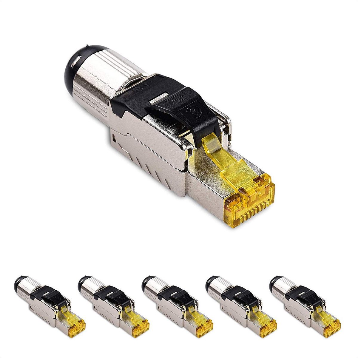 RJ45 Cat 8 Stekkers - Netwerk Connectoren - Netwerk Installatie - Volledig Metalen Behuizing - 6 Stuks - Zilver