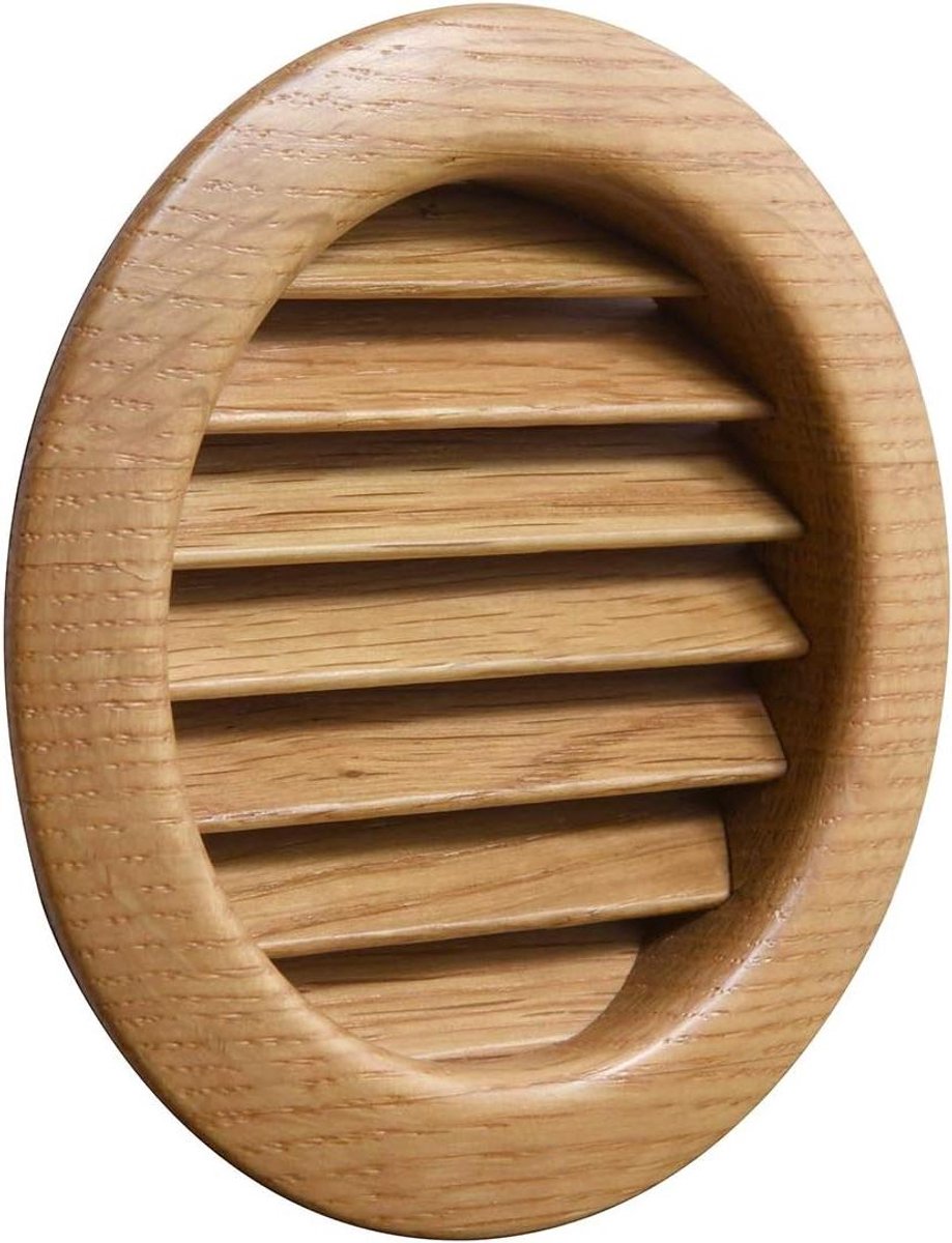 Ventilatierooster Rond Hout - Afvoerluchtrooster Inbouw - Ventilatie Verbeteren - Essenza Eiken Gelakt - Ø 110 mm - Eiken