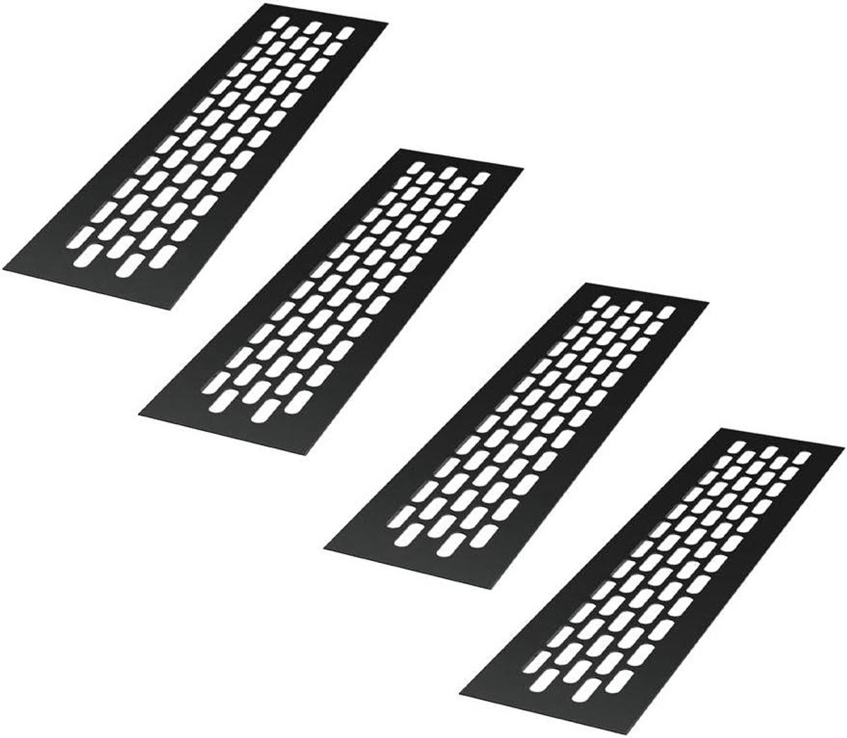 Ventilatiegrille Aluminium - Afvoerrooster - Meubels Ventileren - Poedercoating - 24.5 x 6 cm - Zwart