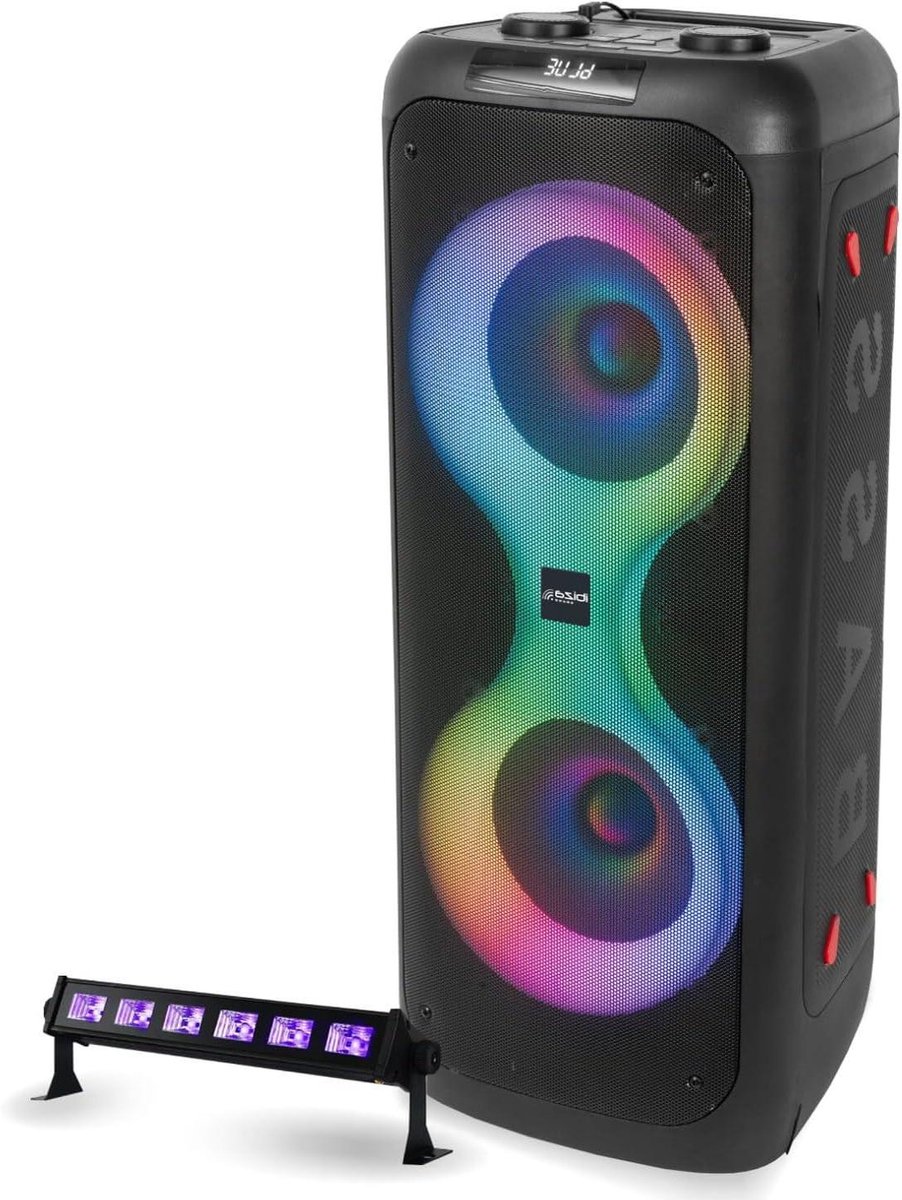 Draagbare Bluetooth Luidspreker - Feest Speaker Geluidsbox - Muziek Afspelen - Met UV Licht - 700 Watt - Zwart