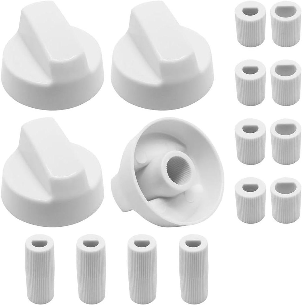 Universele Knoppen Set voor Oven en Fornuis met Adapters – 4 Stuks Wit